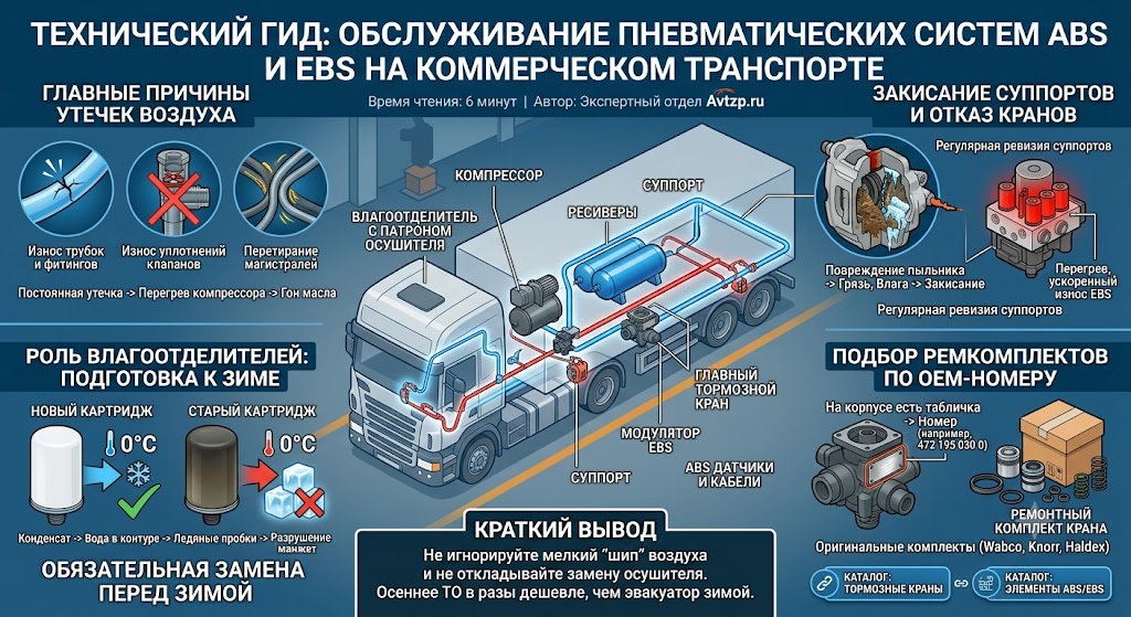 Обслуживание пневматических систем ABS и EBS на коммерческом транспорте