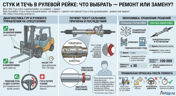 Стук и течь в рулевой рейке: когда достаточно ремкомплекта