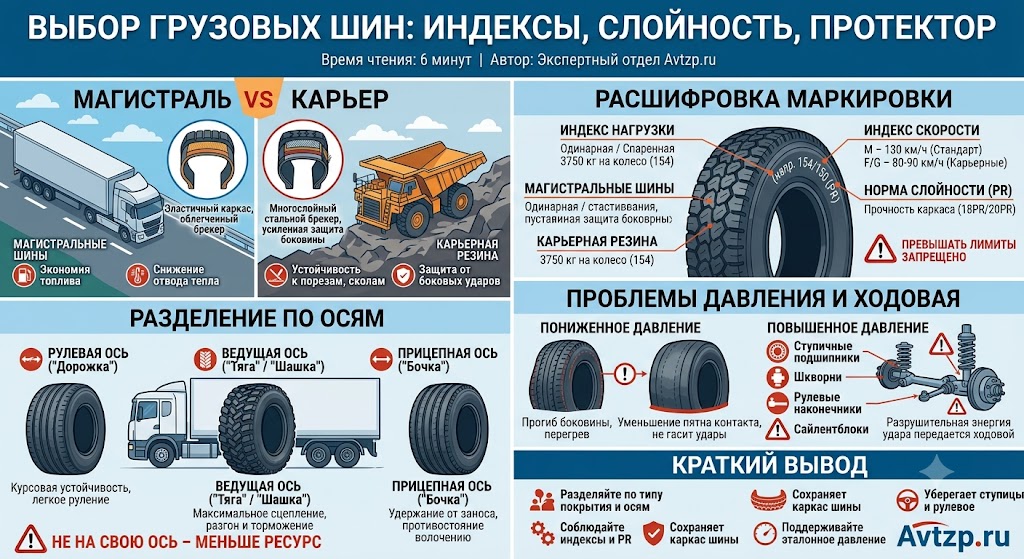 Выбор грузовых шин: индексы нагрузки, слойность и рисунок протектора