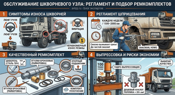 Обслуживание шкворневого узла: регламент и подбор ремкомплектов