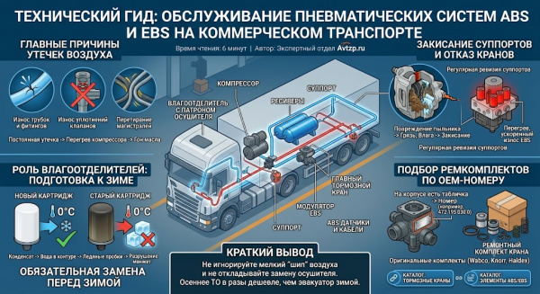 Обслуживание пневматических систем ABS и EBS на коммерческом транспорте
